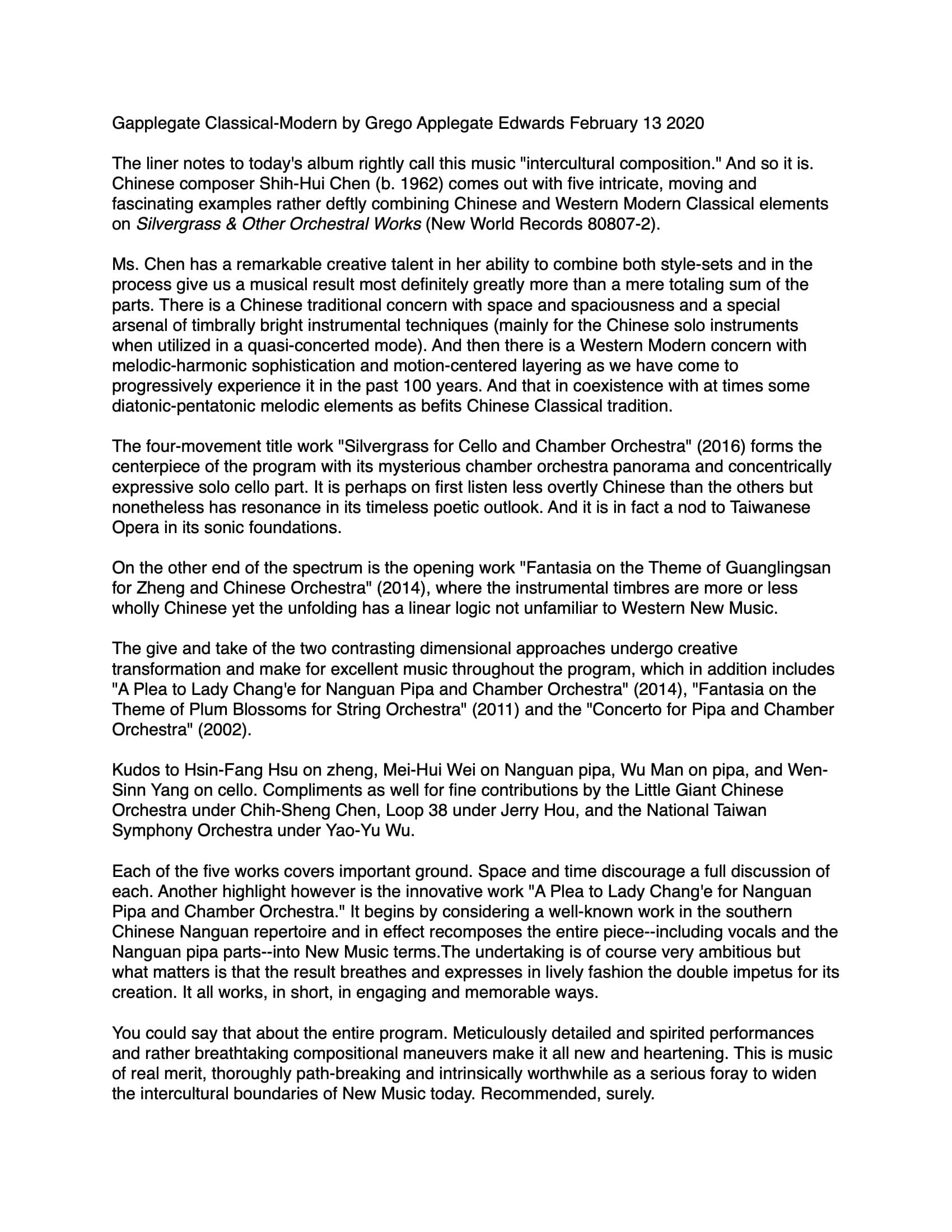 Gapplegate Classical-Modern by Grego Applegate Edwards