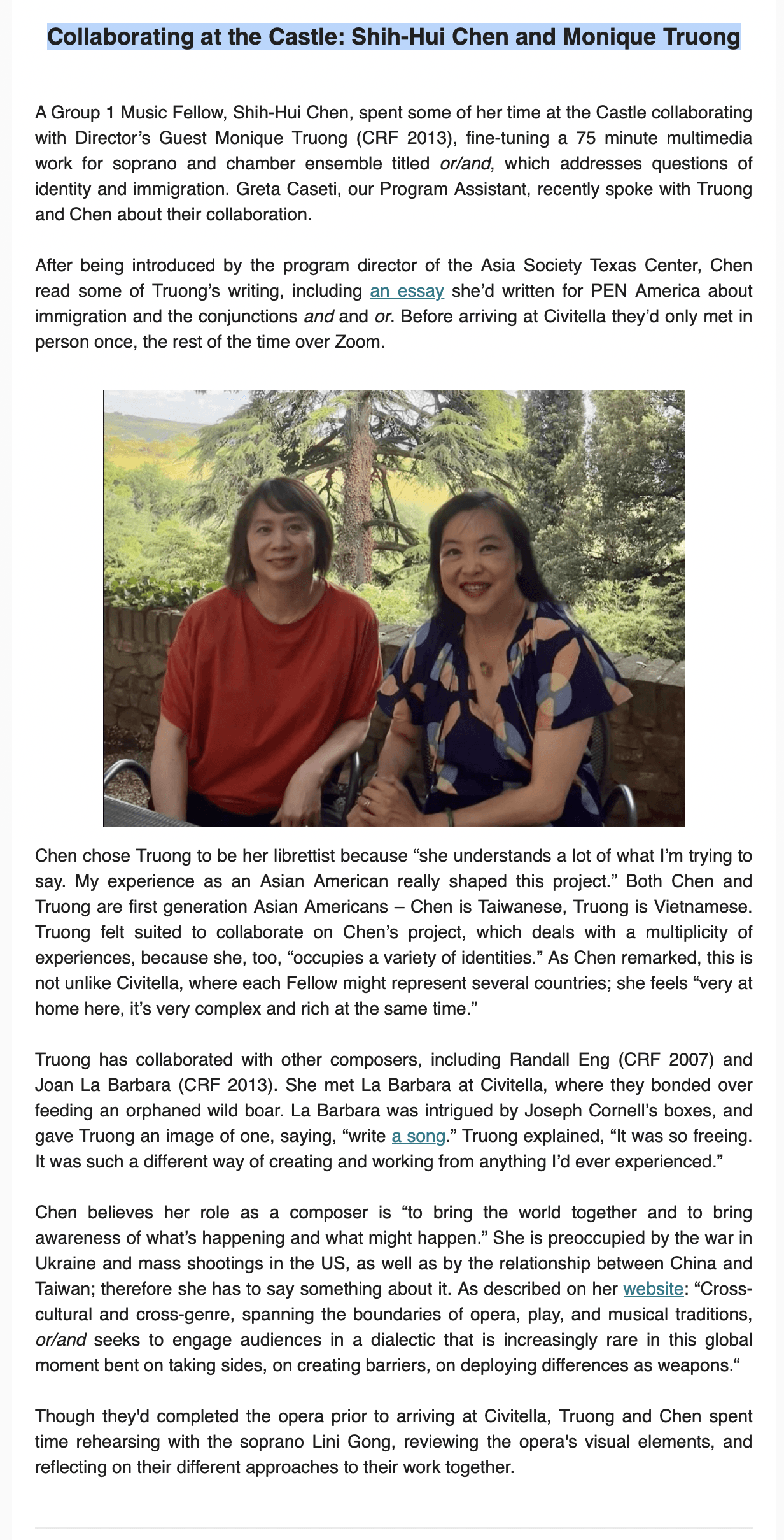 Civitella Newsletter